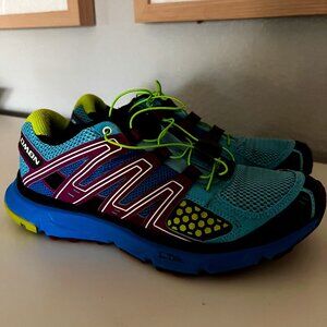 Salomon Womens XR Mission Blue Pink Running Shoes Sneakers Size 6